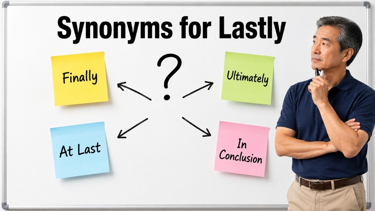 synonyms for lastly